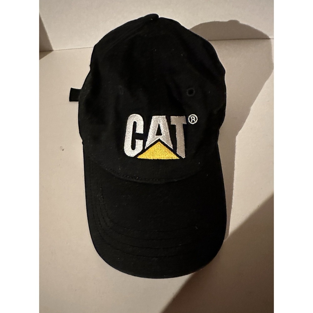 CAT Logo Baseball Cap Youth Adjustable Metal Clasp Black  Excellent Condition